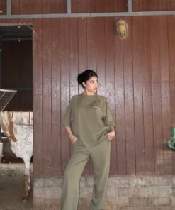 The "Member's Only" Set - Matching T-Shirt Set with wide leg pants (Olive)