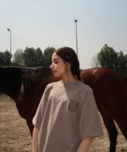 The Stallion Dust - Matching T-Shirt Set with wide leg pants (Greige)